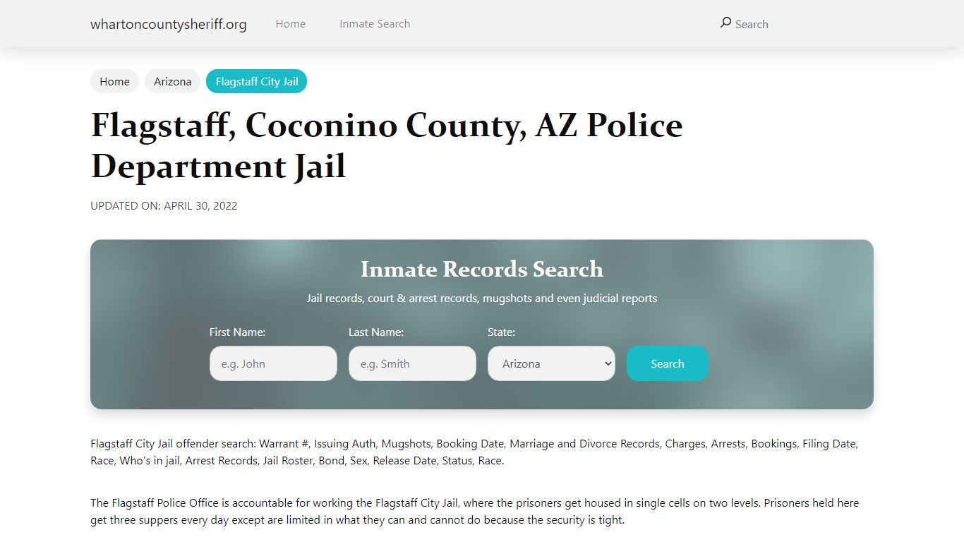 Flagstaff, AZ City Jail Inmates, Arrests