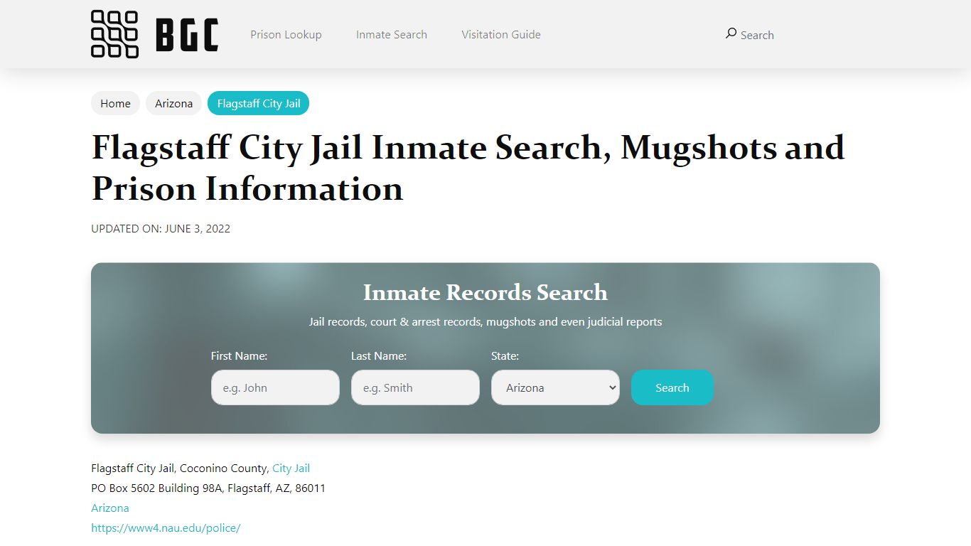 Flagstaff City Jail Inmate Search, Mugshots, Visitation ...