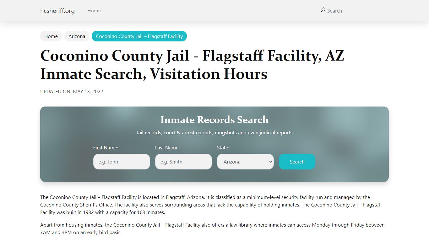 Coconino County Jail - Flagstaff Facility, AZ Inmate ...